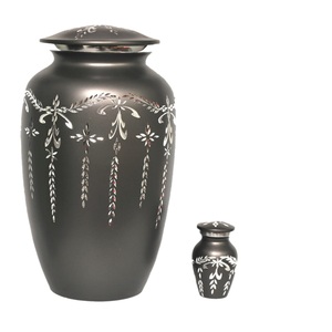 Urna Funeraria Negra para Adultos con Diseño Fluido y Moneda Conmemorativa - Product Image 1