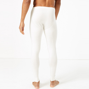 Leggings pour hommes en gros, longueur intégrale, blancs, en coton et élasthanne, taille élastique, respirants, couleur unie, pantalons de compression - Product Image 2