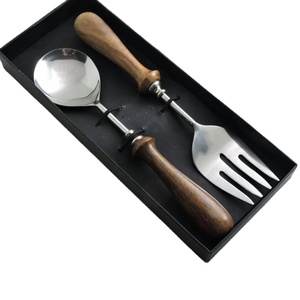 Herramientas DE SERVICIO DE ACERO INOXIDABLE 18/8 de estilo clásico con mango de madera, juego de servidor de ensalada para Navidad, eventos de San Valentín, herramientas de cocina - Product Image 1