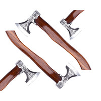 Hache tactique vintage MDM AXES KNIVES de style Viking BearDED, hache Tomahawk HC 5160 avec manche en bois pour le camping et le combat