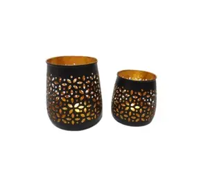 SET OF 2 VOTIVE T-LIGHT HOLDER HIGH QUALITY BEST SELLING TABLE TOP METAL CHRISTMAS DECORATION CANDLE HOLDER