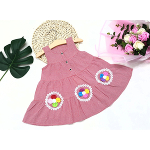 De algodón de las muchachas del bebé fresco impreso Floral sin mangas vestido de verano vestido de ropa 2-9 - Product Image 1