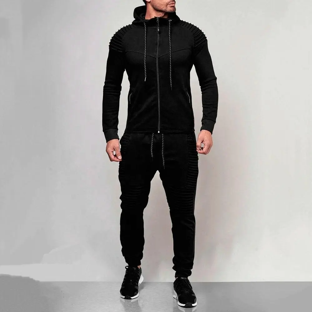 Street fashion striped tracksuits for Men's Winter Tracksuit With Zipper by EVERGLOW