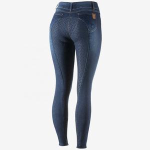 Culotte d'équitation taille haute en silicone denim couleur bleue pantalon d'équitation international - Product Image 2
