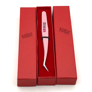 แหนบต่อขนตาแบบมืออาชีพ สีชมพูอ่อนเคลือบผง สไตล์ใหม่ ปลายสีเงิน ทำจากสแตนเลส ป้องกันไฟฟ้าสถิต ขนาด 10 มม. - Product Image 1