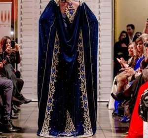 Robe marocaine exclusive 2025 broderie lourde perles de verre cristal Dabka travail traditionnel ethnique fête robe de mariée - Product Image 3