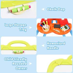 美术画架玩具儿童双面图形书写板三角支架白色和黑色5磁铁粉笔12存储粉笔 - Product Image 4