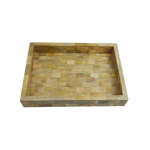 Bandeja Rectangular de madera con Mango y borde de hueso auténtico, utensilios de cocina de madera, bandeja de servicio de alimentos con acentos para el hogar Axiom - Product Image 6