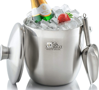 Sceau à glace de luxe en verre nordique et métal doré, nouveau seau à glace italien fait à la main avec pince à glace