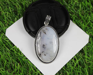 Diseñador hecho a mano plata esterlina plateado colgante collar Natural dendrita ágata piedra preciosa fabuloso encanto colgantes joyería - Product Image 2