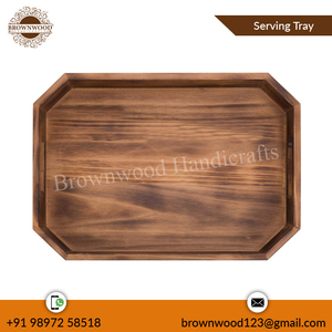 Plateau octogonal en bois de qualité supérieure pin acacia mangue noyer pour le stockage domestique idéal pour le dessert assiette à dîner plateau de service - Product Image 2