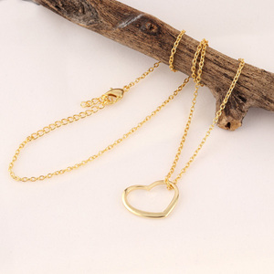 Bijoux simples en forme de coeur collier pendentif en laiton massif plaqué or collier romantique femmes bijoux pendentif chaîne collier - Product Image 2