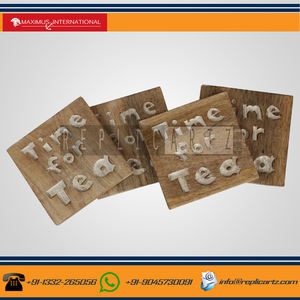 แผ่นรองจาน4แผ่นรองจานทำจากไม้มะม่วงธรรมชาติ100% เป็นมิตรกับสิ่งแวดล้อมอุปกรณ์ตกแต่งโต๊ะรับประทานอาหารสุดหรู - Product Image 3