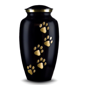 Urne funéraire en laiton de style américain, noire et dorée, personnalisée, faite à la main, avec logo imprimé moderne et unique, pour un look élégant et radiant. - Product Image 1