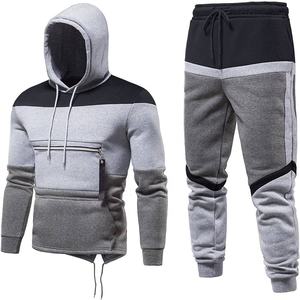 Traje deportivo de peso pesado con logotipo personalizado OEM para hombre, sudadera con capucha y pantalones de chándal con cremallera completa, ropa deportiva para gimnasio, diseño de pantalones de chándal - Product Image 3