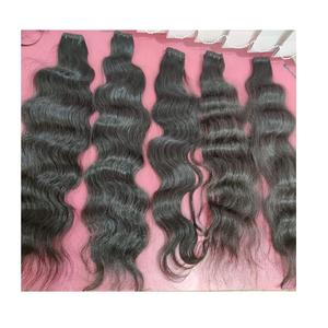 Grade 12A Virgin Brazilian Remy Indian <b>Hair</b> <b>Extensions</b> 30 Inches Soft Wholesome Raw Material Cuticle Aligned Natural Wave - Product Image 1