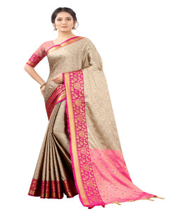 Banarasi Soie Jacquard Saree Avec Chemisier Femmes Porter Dames Fête Festival Usage Quotidien Doux Coton Soie Sari En Gros Bas Prix ApparelVêtement - Product Image 3