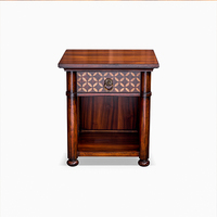 Table de chevet Batique en acajou, 1 tiroir, design traditionnel, bois massif, certifiée FLEGT, pour chambre, appartement, salle à manger, maison, hôtel