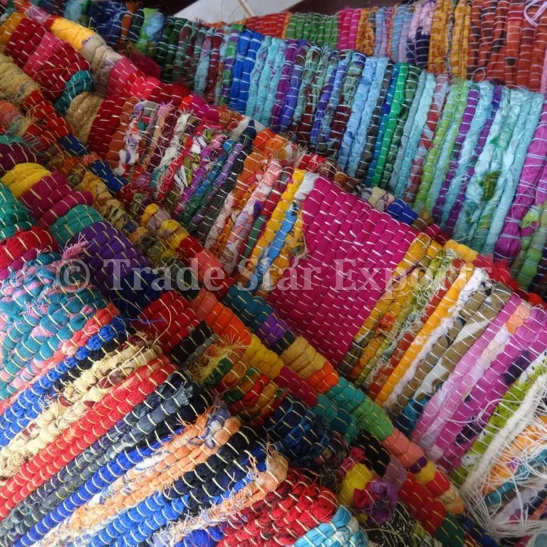 Indian Hand Weefgetouw Art Woonkamer Tapijten Tapijten Etnische Dhurrie Vintage Chindi Rag Tapijt Chindi Katoen Tapijten