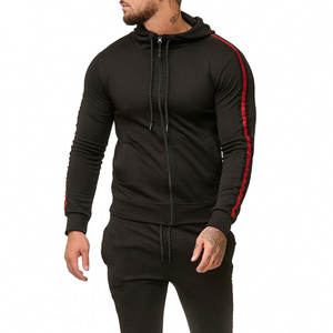 Conjunto de entrenamiento a rayas personalizado al por mayor, chaqueta con cremallera, pantalones de gimnasio, chándal blanco, chándal de marca para correr para hombre - Product Image 3