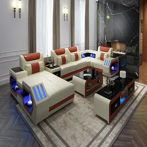 Modernes intelligentes Sofa-Set, Luxus-Möbel, L-Form-Sofa, Wohnzimmer-Sofa, Sofa-Sektional-Set