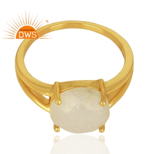 Prong Set Rainbow Gemstone Ring Wholesale Designer 14k Gold <b>Plated</b> 925 <b>Silver</b> Cocktail Ring Jewelry Classic Collection - Product Image 2