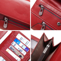 Portefeuille en cuir véritable pour femmes, pochette d'argent à fermeture éclair, porte-carte, bourse pratique de haute capacité, nouveau Style féminin