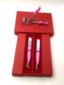 Pince à épiler d'extension de cils de volume de botte russe revêtement en poudre Double couleur avec outil de beauté de bigoudi d'acier inoxydable de poignée de diamant - Product Image 5