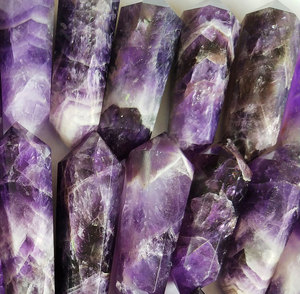 Varita de Cristal de Amatista Natural de Doble Punta, Gema de Amatista Ahumada Pulida, Piedra Curativa, Artículo de Regalo, Proveedor Mayorista - Product Image 6