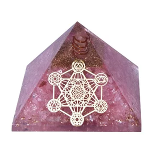 Pirámide de orgonita de cuarzo rosa, venta al por mayor, cristal de curación natural, pirámide de orgonita de energía de orgonita de cuarzo rosa a la venta - Product Image 4