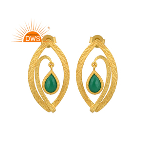 Best Selling 2026 Sterling <b>Silver</b> Natural Green Onyx Gemstone <b>Stud</b> <b>Earring</b> <b>For</b> <b>Women</b> Jewelry Manufacturer - Product Image 1