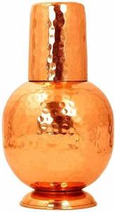 Juego de vajilla de Metal de estilo americano martillado de cobre puro de 750ml, vidrio Matka con patrón Floral ecológico para uso doméstico, restaurantes - Product Image 2