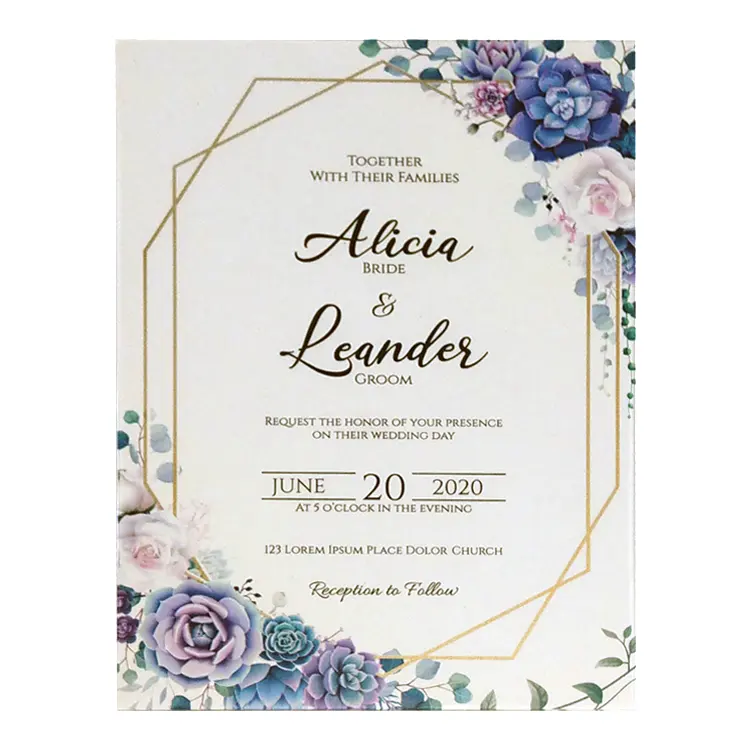 Clear Acrylic Invitations Card Floral Transparent for Wedding Marriage Greeting