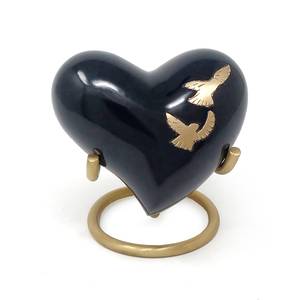 Flying Doves โกศหัวใจขนาดเล็กสีดำ,โกศสำหรับขี้เถ้าสำหรับอุปกรณ์งานศพโกศเผาทองเหลือง - Product Image 4