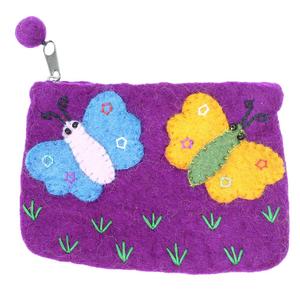 Monedero de lana de mariposa púrpura para niñas, patrón personalizable, Mini accesorio de uso diario con cremallera, artículo elegante de moda para niños - Product Image 1