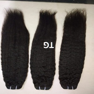 Cuticule brésilienne brute mongole alignée paquets de cheveux Remy droits crépus non transformés cheveux humains péruviens avec alignement des tempes - Product Image 3