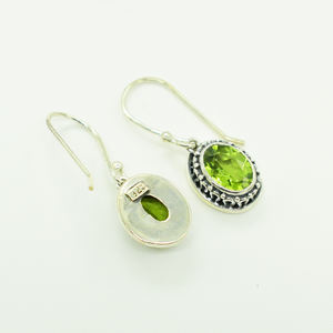 Boucles d'oreilles pour femmes en argent sterling massif 925, bijoux fins, forme ovale, péridot, pierres précieuses, crochet - Product Image 2
