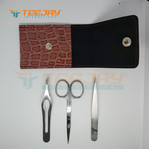 Pincettes ciseaux à sourcils, kit pour sourcils, avec pochette Crocodile marron libre, emballage de couleur personnalisée et logo, nouvelle collection - Product Image 4