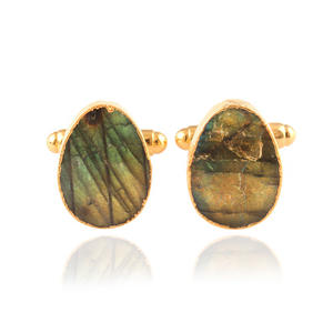 Bouton de manchette en pierre gemme pour hommes, accessoire de luxe plaqué or, labradorite naturelle, bouton de manchette, chemise style promotion, cadeau - Product Image 6