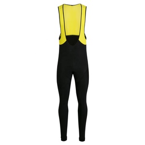 Pantalones Cortos de Ciclismo Ajustados para Hombre, Largos, Negros con Dorso Amarillo, de Secado Rápido, Spandex/Nylon 160g - Product Image 1
