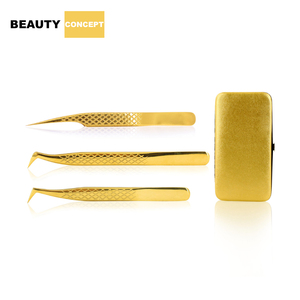 Pinzas de Acero Inoxidable con Punta de Diamante 3D para Volumen Ruso, Marca Personalizada, Agarre Dorado, Herramienta de Belleza para Extensiones de Pestañas, Ecológicas - Product Image 4
