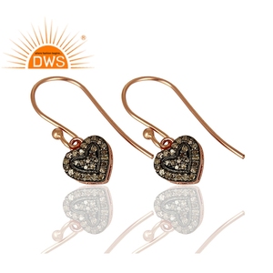 Fabrication de boucles d'oreilles en forme de cœur, couleur or Rose, plaqué argent, bijou en forme de diamant - Product Image 2