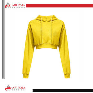 Personnalisé de haute qualité coton femmes Crop Top Hoodies plaine Crop Top personnalisé Crop Top Hoodie pour les femmes - Product Image 6