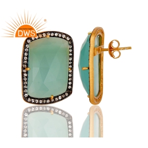 Boucles d'oreilles calcédoine en argent, bijou tendance, fait à la main, pierre précieuse, 1 pièce, vente en gros - Product Image 2
