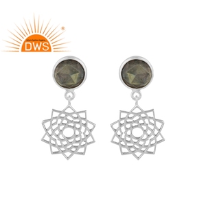 Boucles d'oreilles en argent Sterling 925, couronne Chakra, vente en gros, bijoux en pierres précieuses, styliste indien, couleur unie - Product Image 1