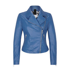 Veste en cuir d'agneau élégante pour femmes, logo personnalisé, vêtement d'hiver, col montant, grande taille, broderie, coupe-vent respirant - Product Image 3