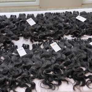 Paquete de cabello humano virgen indio y cierre frontal, cabello humano indio brasileño de un solo donador, trama a máquina al por mayor - Product Image 3