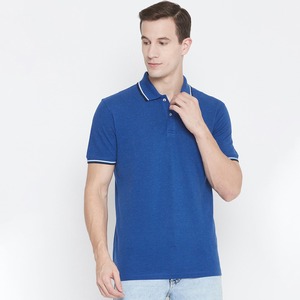 Polo azul con logotipo bordado personalizado para hombre, Camiseta lisa de manga corta con estampado 3D de manga larga para golf, camiseta en blanco - Product Image 1