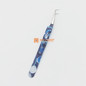 Private Label Sustainable Stainless Steel 90 Degree <b>Tweezers</b> Silver Tip Paper Coated Hand Tested Eyelash Extension <b>Tweezers</b> - Product Image 5