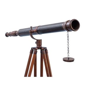 Telescopio de latón marino náutico Vintage de 39 \ "con estuche de cuero y soporte de trípode de madera Binoculares de pie - Product Image 1